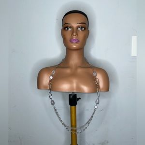 Grey Beaded Chain Necklace